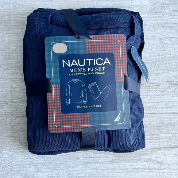 Nautica Men's 2-Pc. Relaxed-Fit Waffle-Knit Shirt & Pajama Pants Set Blue XXL - Picture 1 of 6